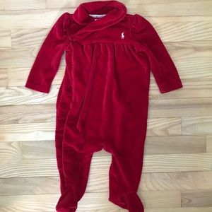 NWOT Ralph Lauren 9M velour baby onesie